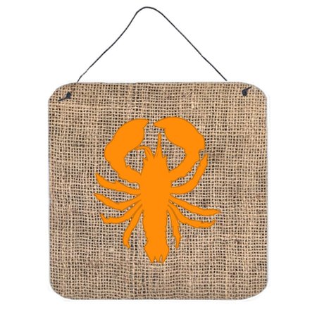 MICASA Lobster Burlap And Orange Aluminium Metal Wall Or Door Hanging Prints 6 x 6 In. MI629187